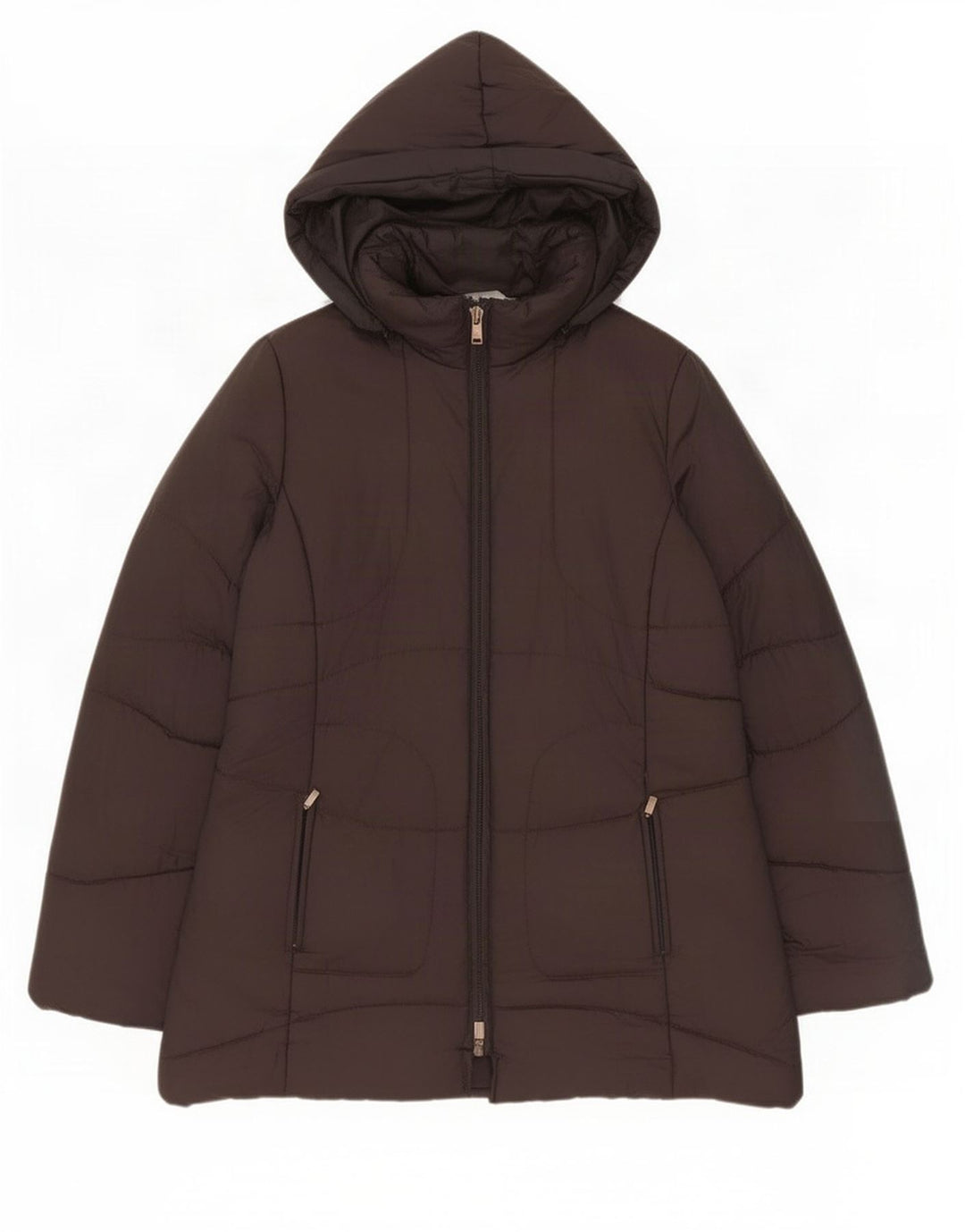 Cappotto imbottito con cappuccio da donna Intrend UK 12 Poliestere marrone medio