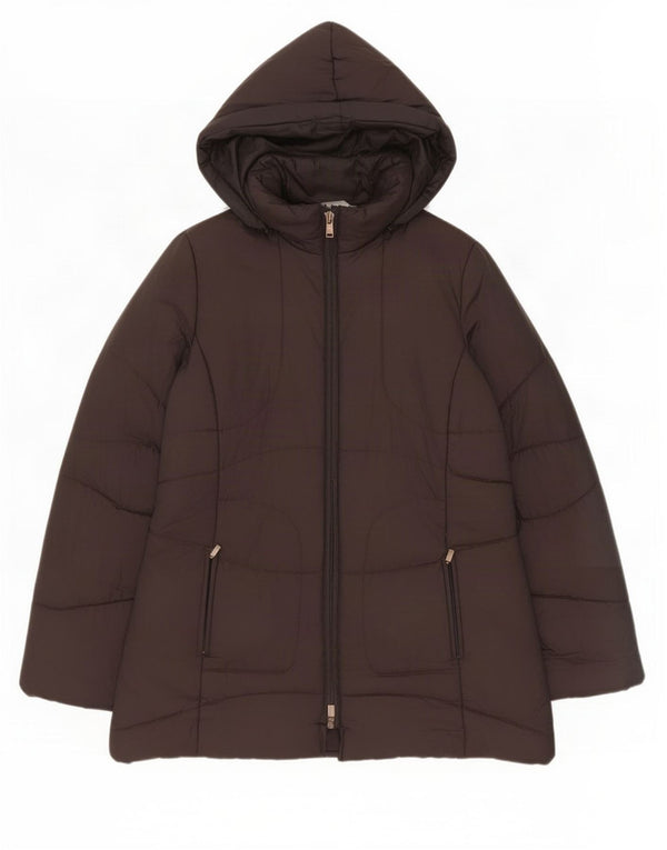 Intrend Womens Hooded Padded Coat UK 12 Medium Brown Polyester
