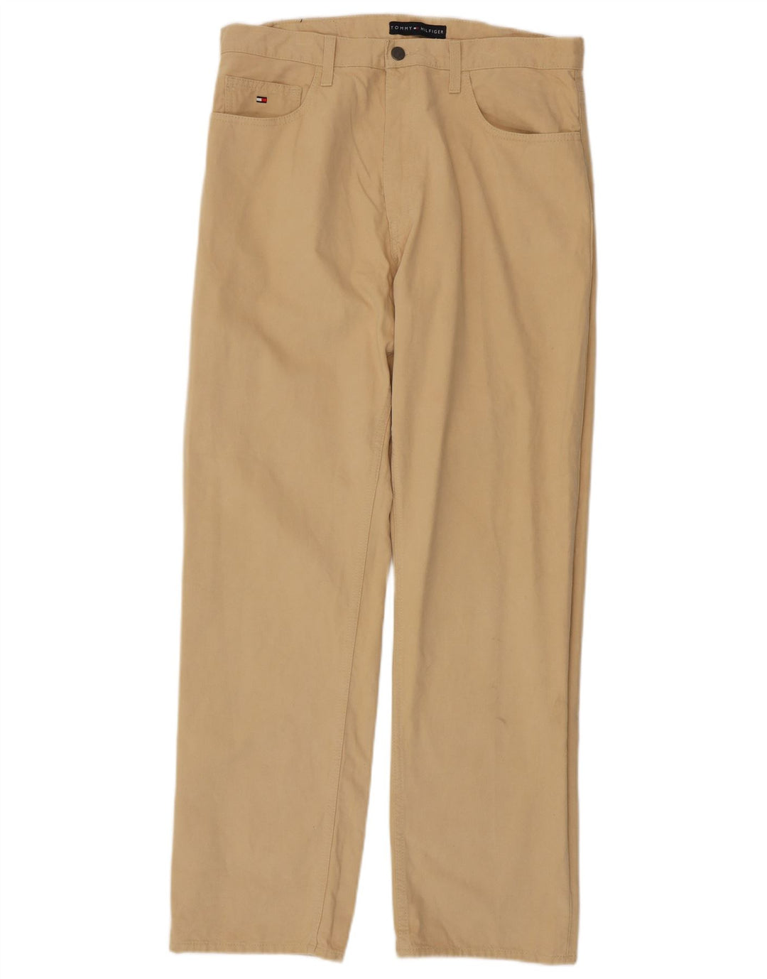 TOMMY HILFIGER Pantaloni casual dritti da uomo W34 L32 Cotone beige