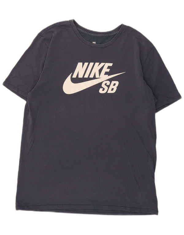 T-shirt grafica da uomo Nike Dri Fit Top Large in cotone blu navy