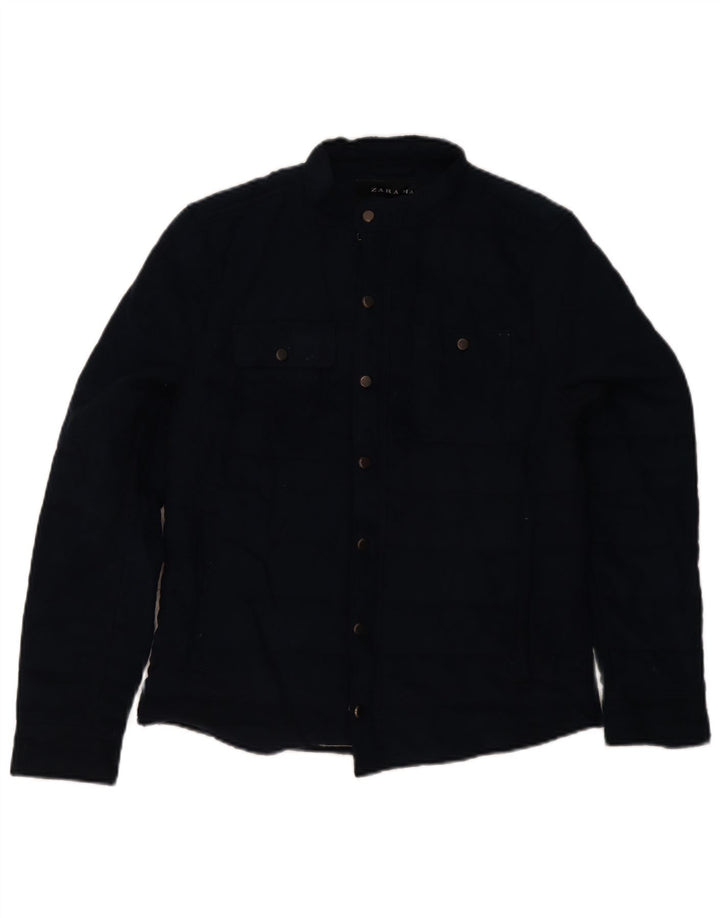 Giacca imbottita da uomo Zara UK 36 Small poliestere blu navy