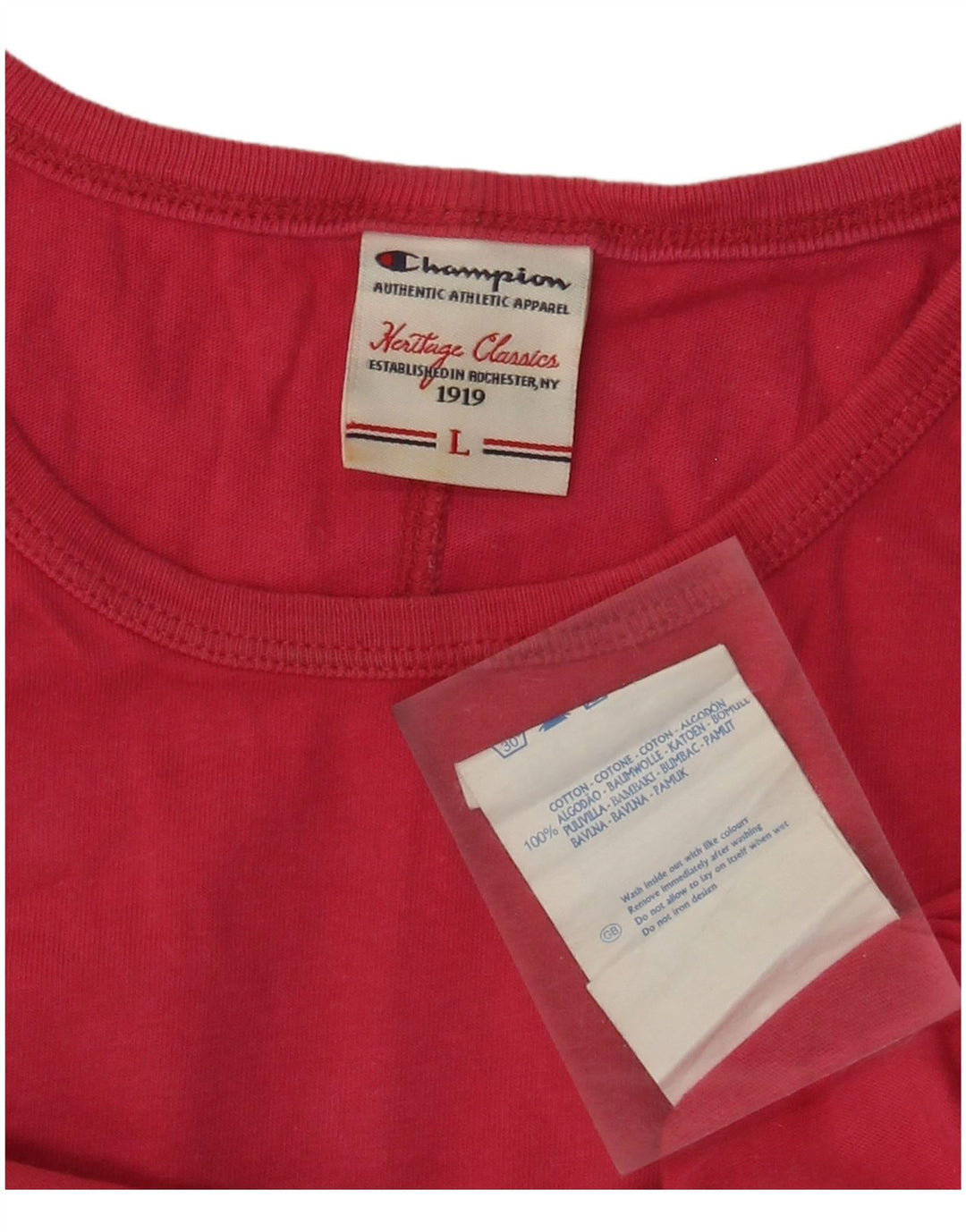 CHAMPION T-shirt grafica da donna Heritage Classics Top UK 14 Large Rosa