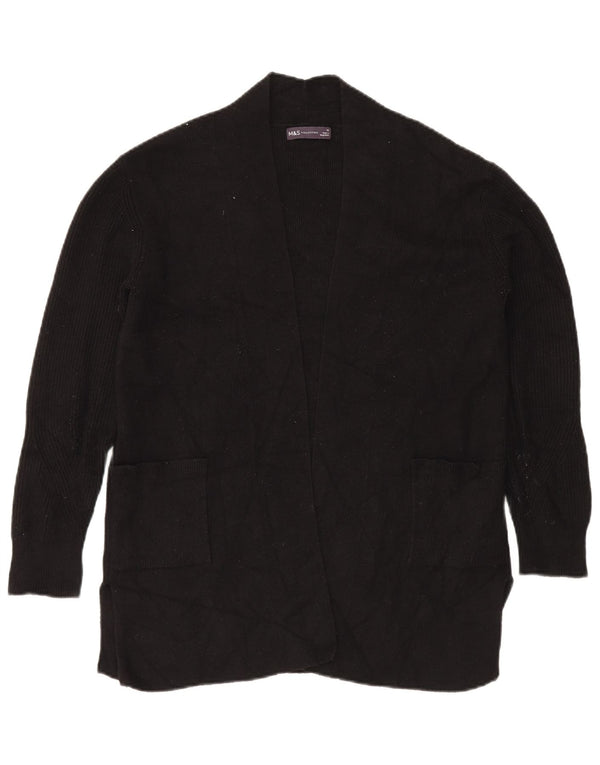 Maglione cardigan aperto da donna Marks & Spencer UK 14 grande viscosa nera