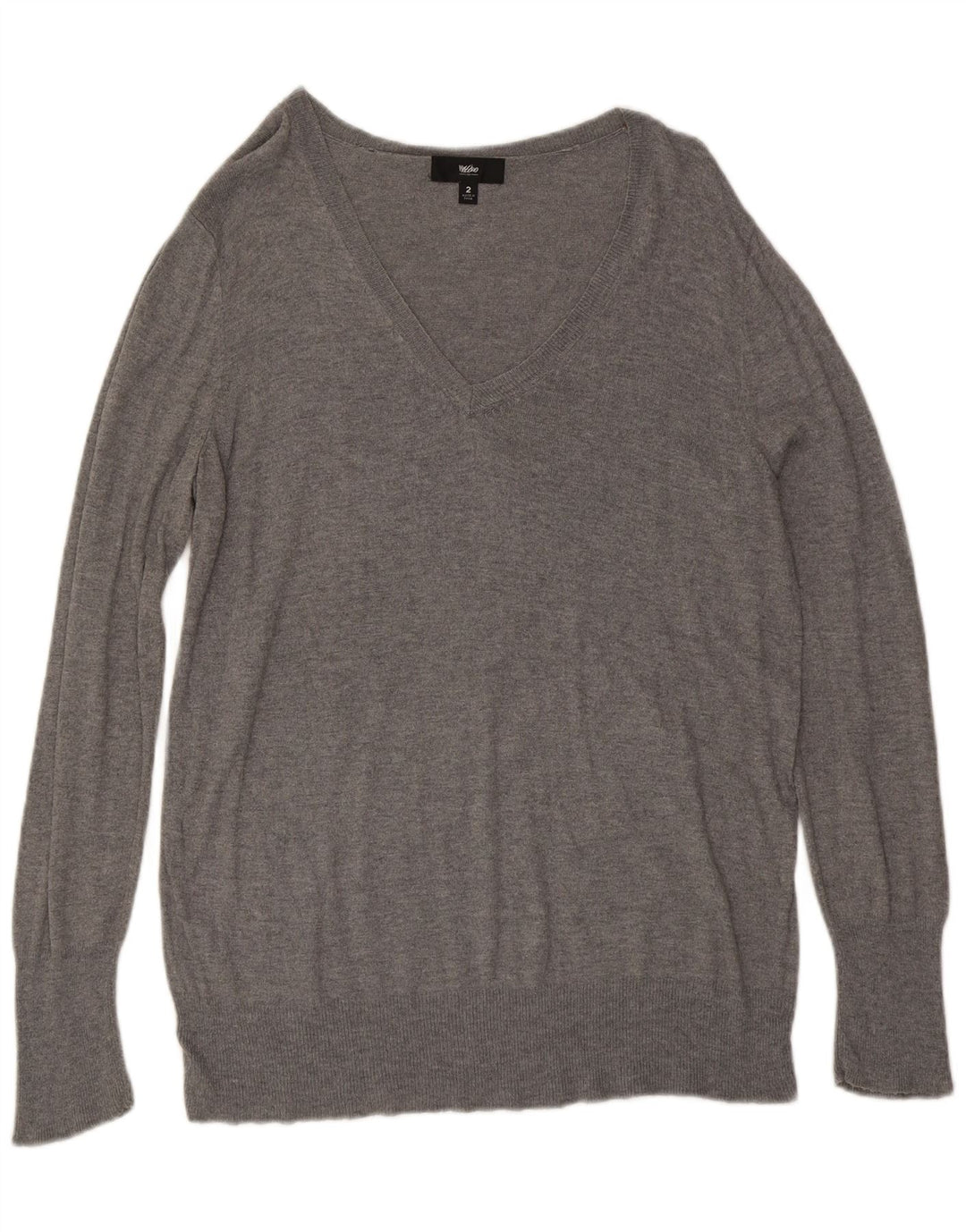MOSSIMO Womens Oversized V-Neck Jumper Sweater US 2 XS Grey Nylon