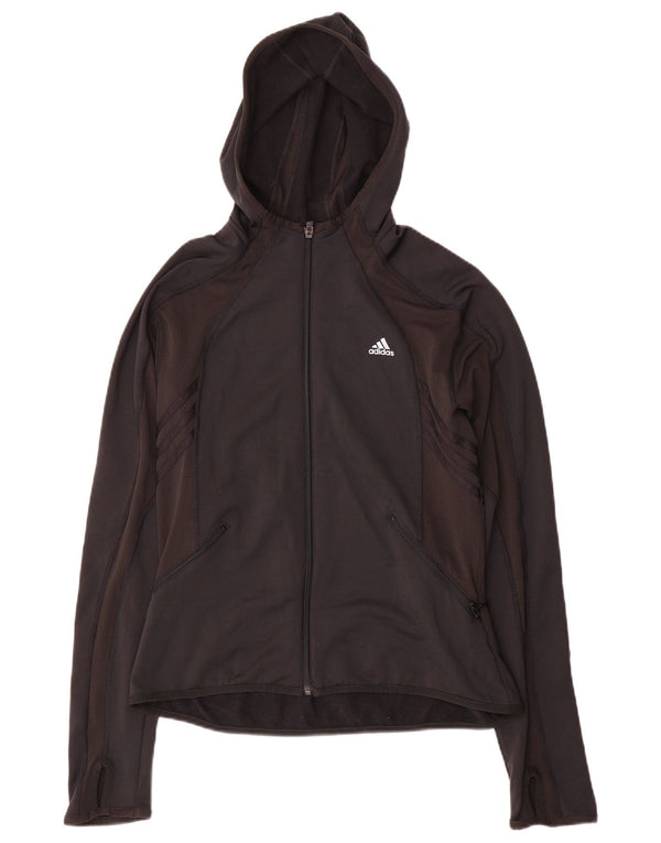 Giacca sportiva da donna con cappuccio Adidas UK 14 Large Black Colourblock