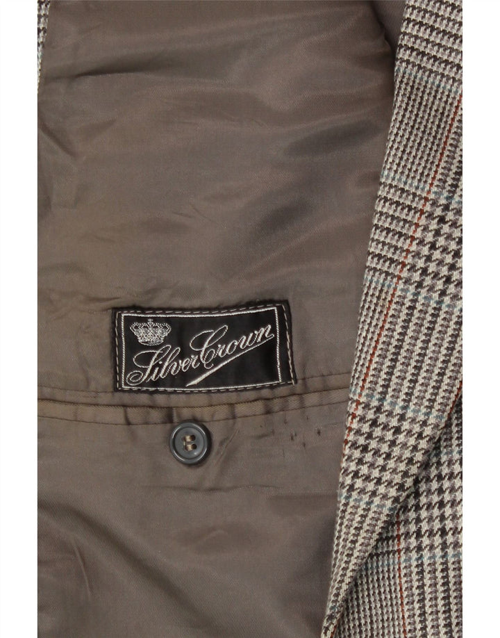 Giacca blazer vintage da uomo a 2 bottoni UK 38 pied de poule grigio medio