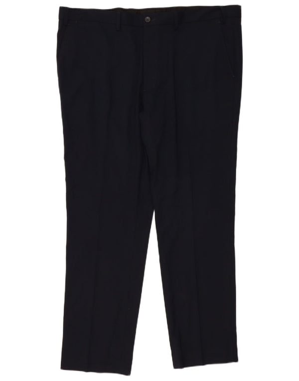 Pantaloni chino slim da uomo Marks & Spencer W42 L31 poliestere blu navy