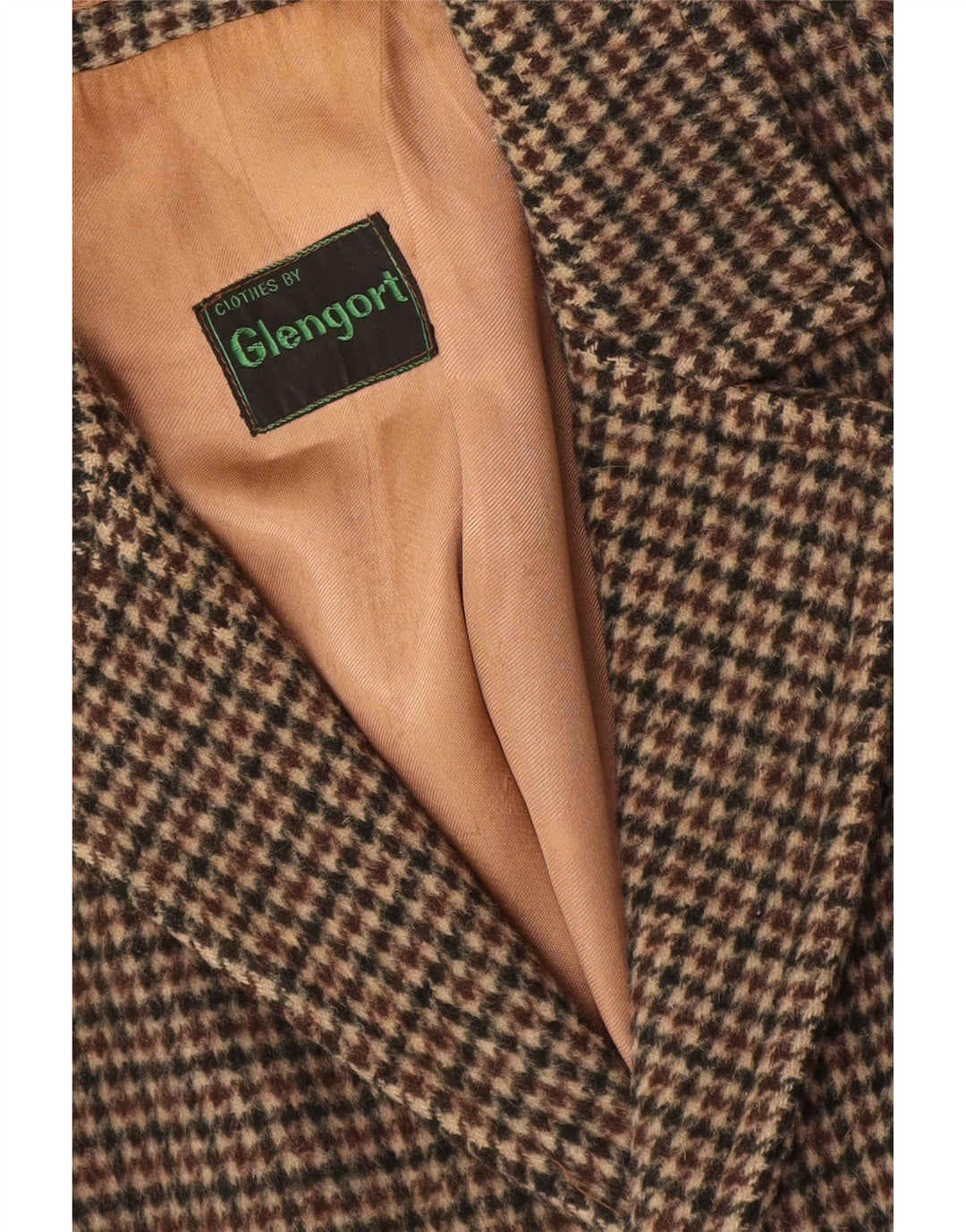 Cappotto vintage da uomo UK 36 piccolo pied de poule marrone