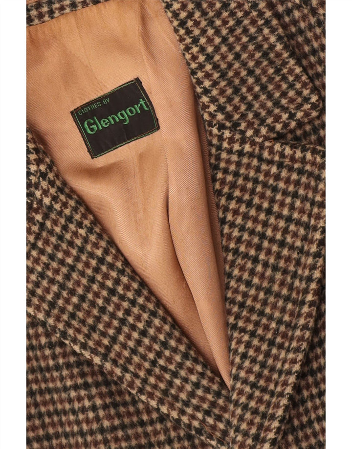 Cappotto vintage da uomo UK 36 piccolo pied de poule marrone