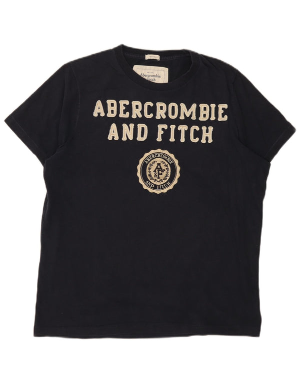 T-shirt grafica da donna Muscle Fit Abercrombie & Fitch XL blu navy