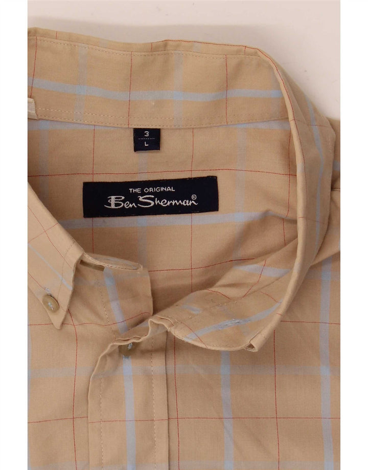 Camicia a maniche corte da uomo Ben Sherman a quadri beige grandi