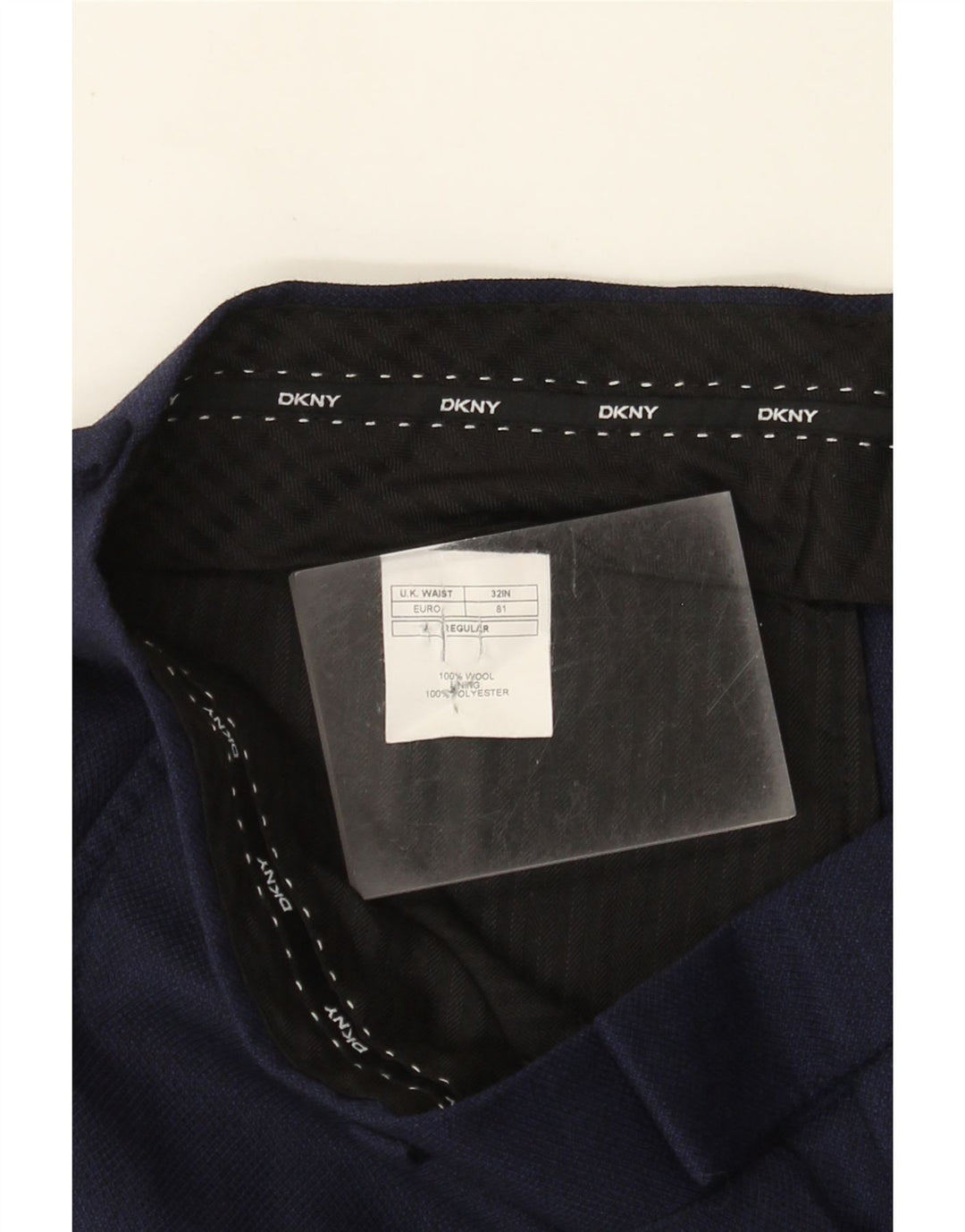 Pantaloni da abito Dkny da uomo vestibilità regolare W32 L30 in lana blu navy