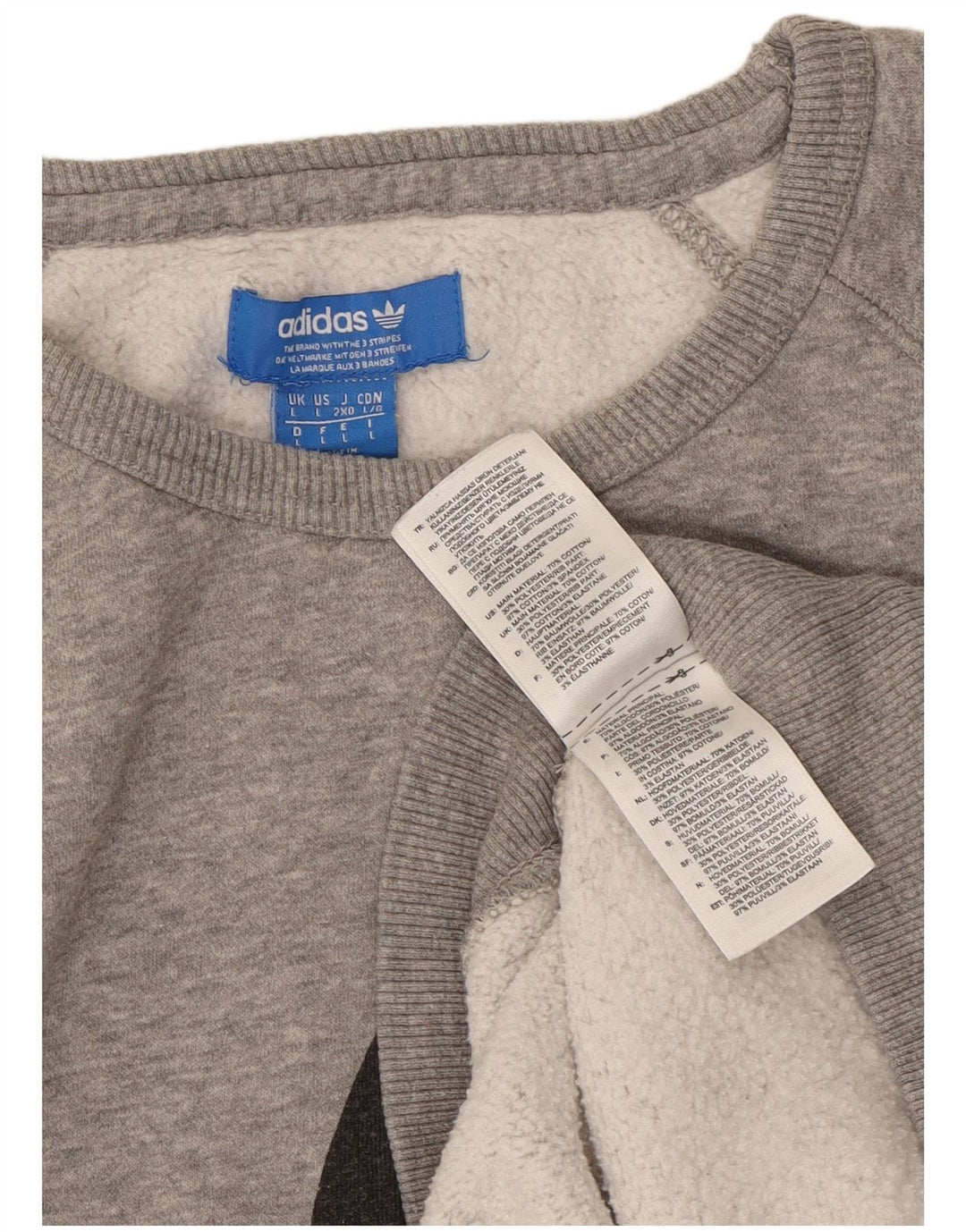 Felpa grafica da uomo ADIDAS, maglione grande, cotone chiazzato grigio