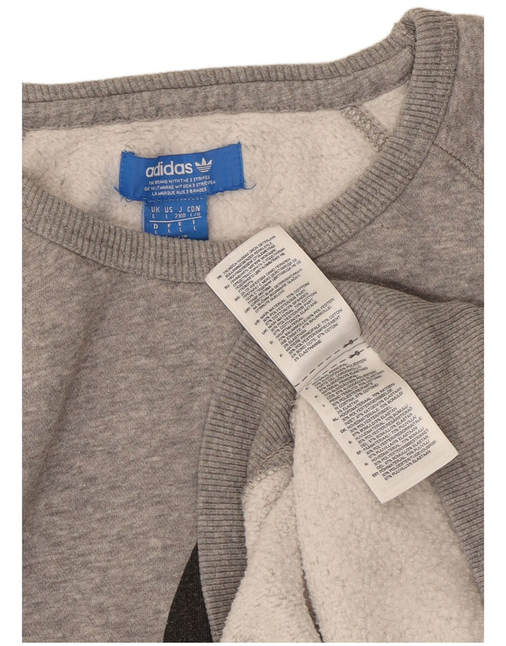 Felpa grafica da uomo ADIDAS, maglione grande, cotone chiazzato grigio