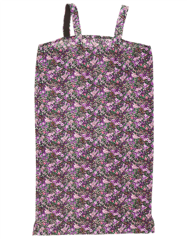 Prendisole vintage da donna UK 14 grande floreale multicolore