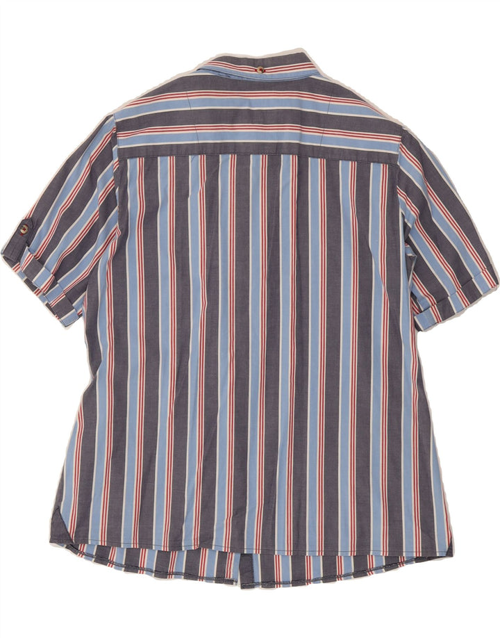 PECKOTT Womens Heritage Ruffle Front Shirt EU 44 XL Blue Striped Vintage Peckott and Second-Hand Peckott from Messina Hembry 