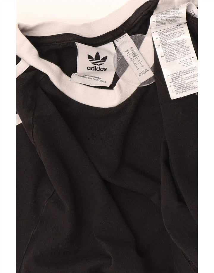 Top Adidas da uomo a maniche lunghe in cotone color block medio nero