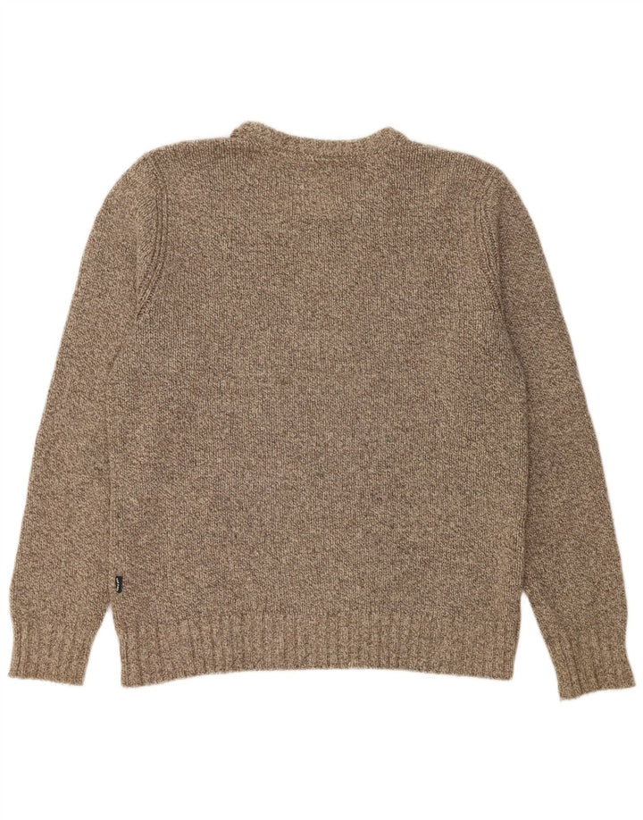 Maglione maglione girocollo da uomo Fat Face Lana screziata grigio medio