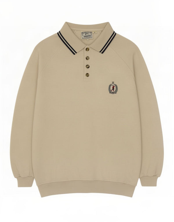 Felpa vintage da uomo con collo alto, maglione, cotone beige medio