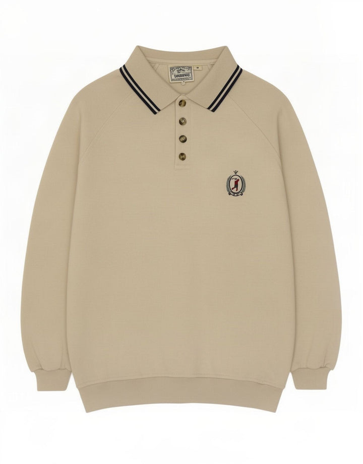Felpa vintage da uomo con collo alto, maglione, cotone beige medio
