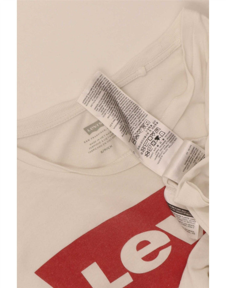 T-shirt grafica da donna Levi's Top UK 10 piccola in cotone bianco