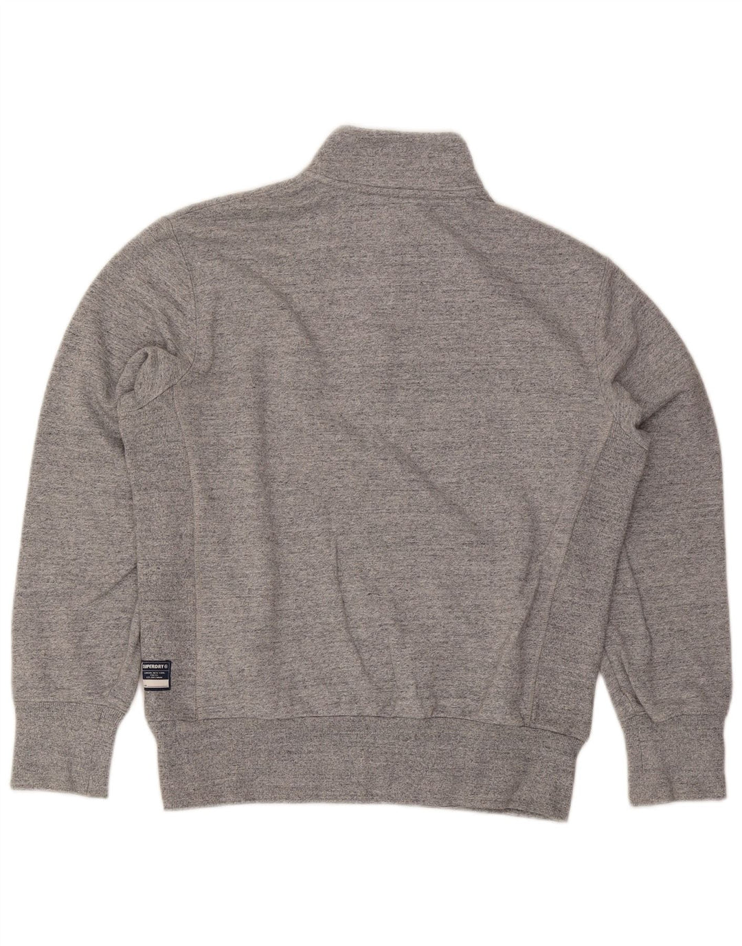 Felpa da uomo con collo con zip Superdry, maglione in cotone chiazzato grigio medio