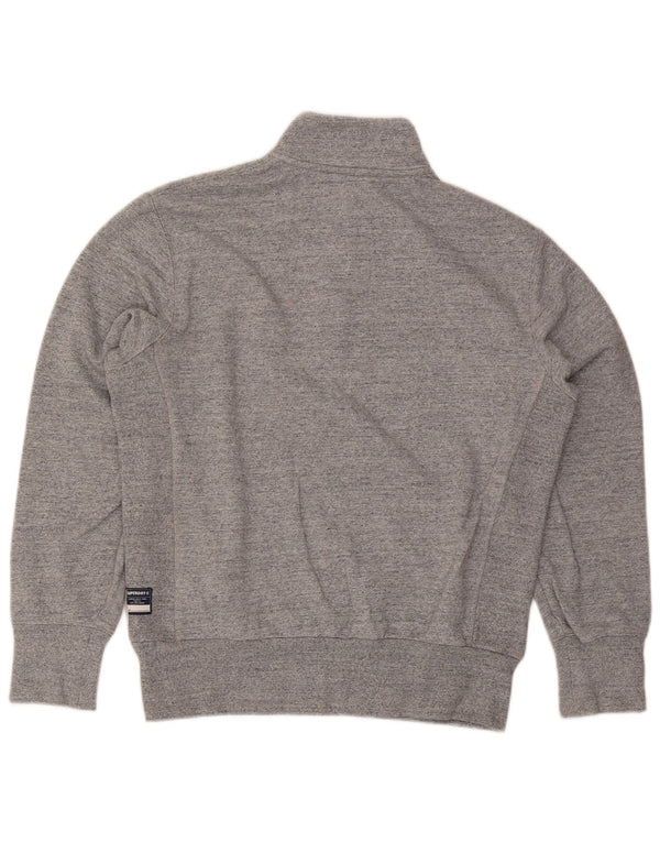 Felpa da uomo con collo con zip Superdry, maglione in cotone chiazzato grigio medio