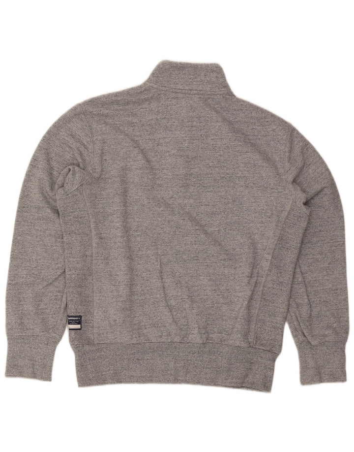 Felpa da uomo con collo con zip Superdry, maglione in cotone chiazzato grigio medio