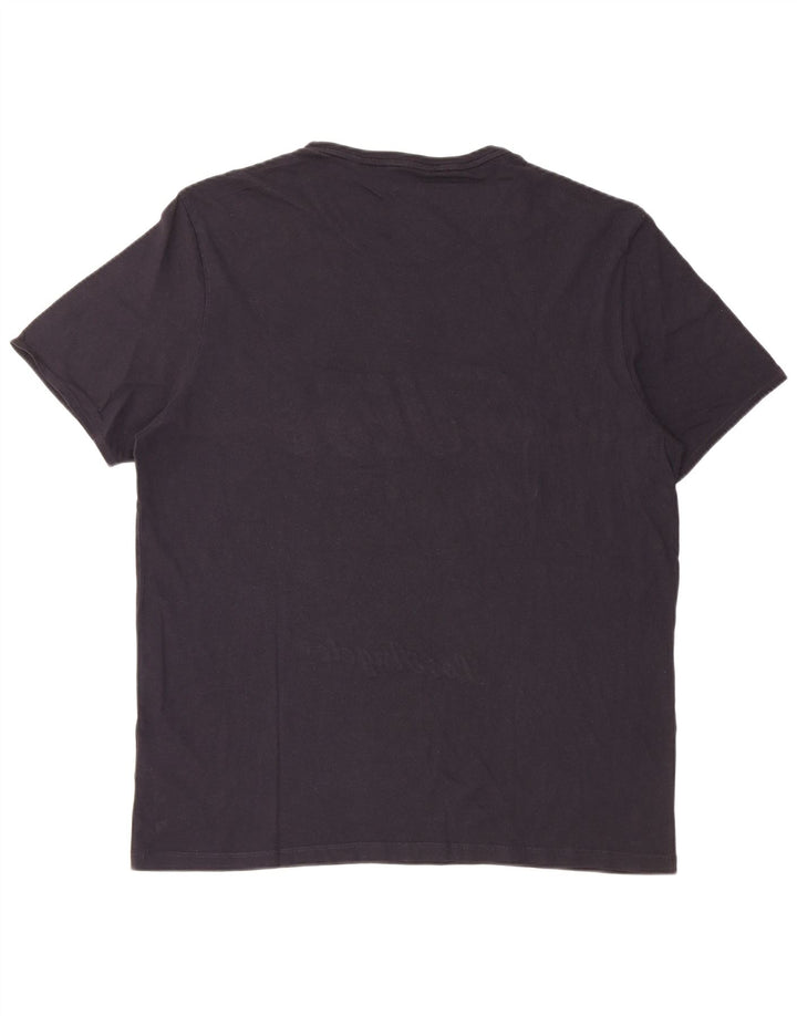 T-shirt grafica da uomo Guess Top XL in cotone blu navy