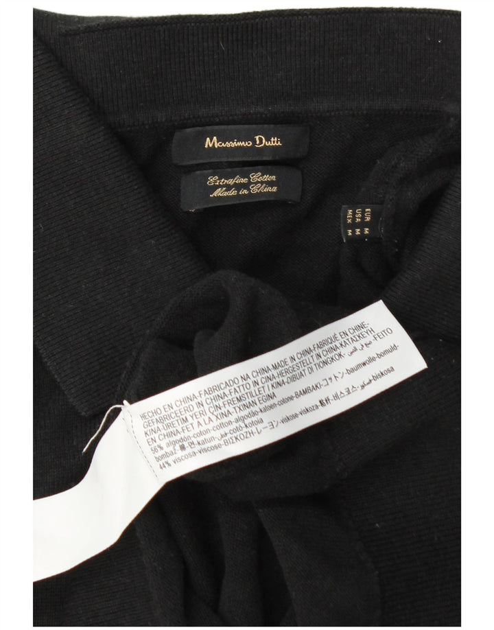 Massimo Dutti Maglione da uomo con collo alto in cotone nero medio