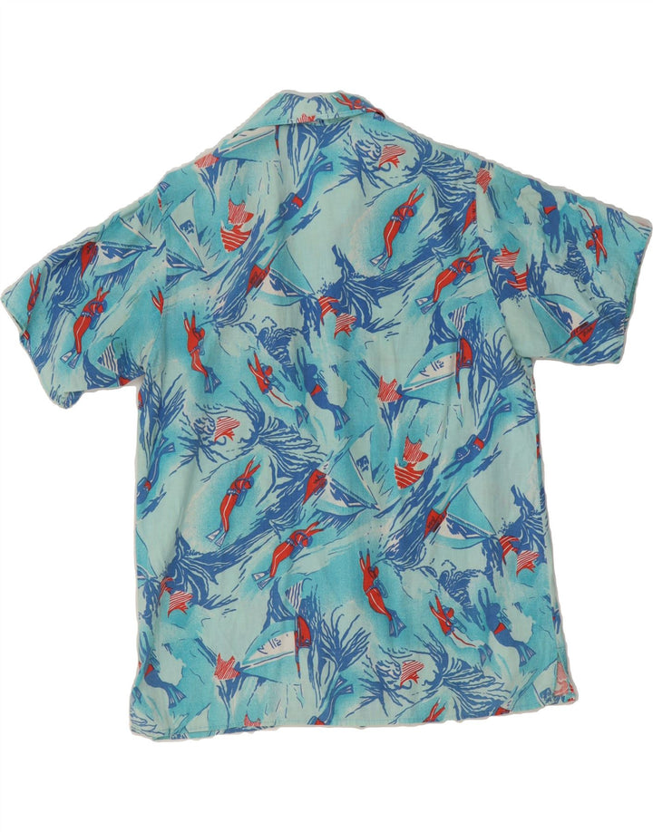 VINTAGE Mens Graphic Short Sleeve Shirt Small Blue Vintage Vintage and Second-Hand Vintage from Messina Hembry 
