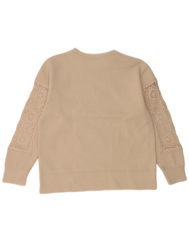 Felpa oversize da donna Zara UK 10 piccola in poliestere beige