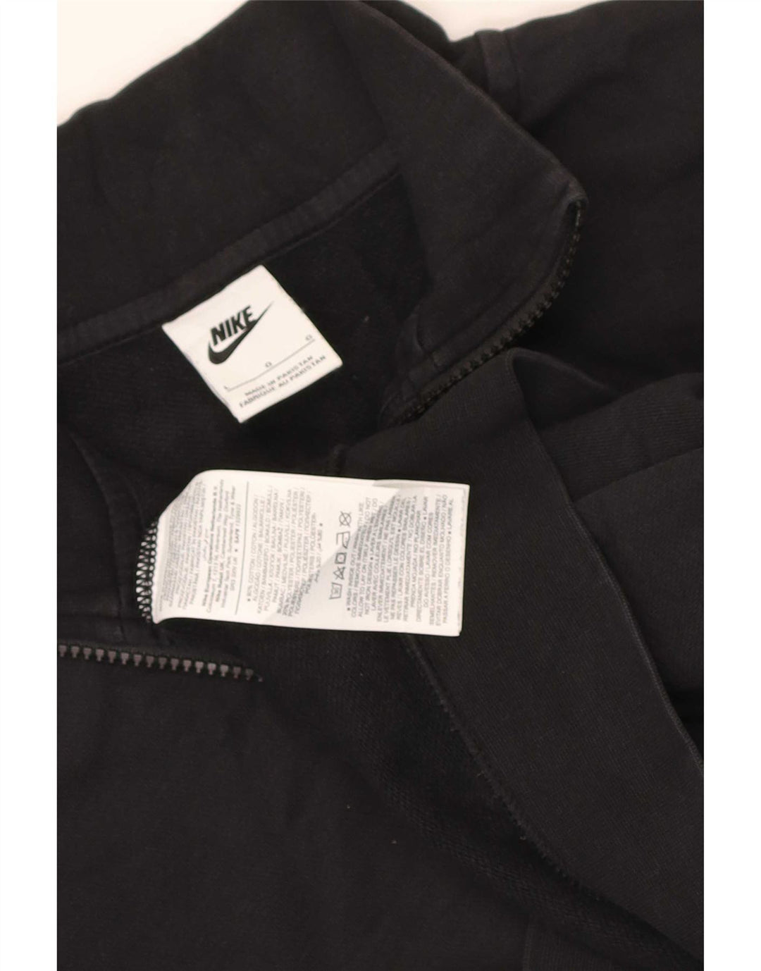 Felpa Nike da donna, corta, oversize, con collo e zip, taglia UK 16, grande, nera