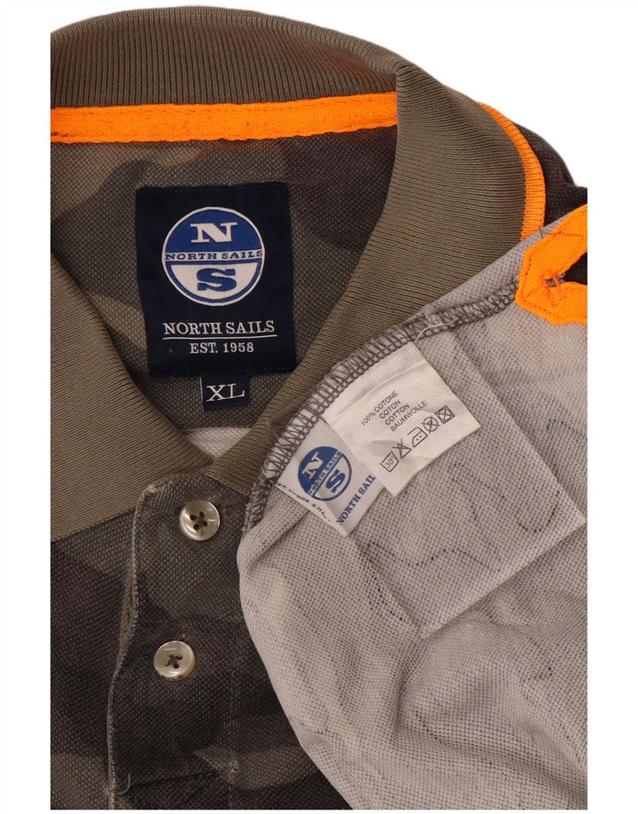 Polo da uomo North Sails XL in cotone mimetico grigio