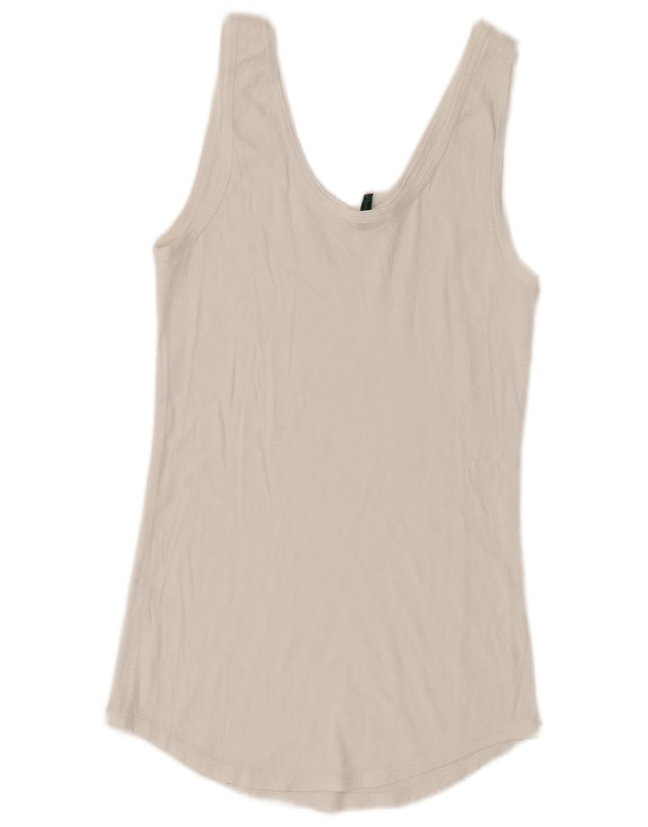 Canottiera grafica da donna Benetton UK 6 XS bianca