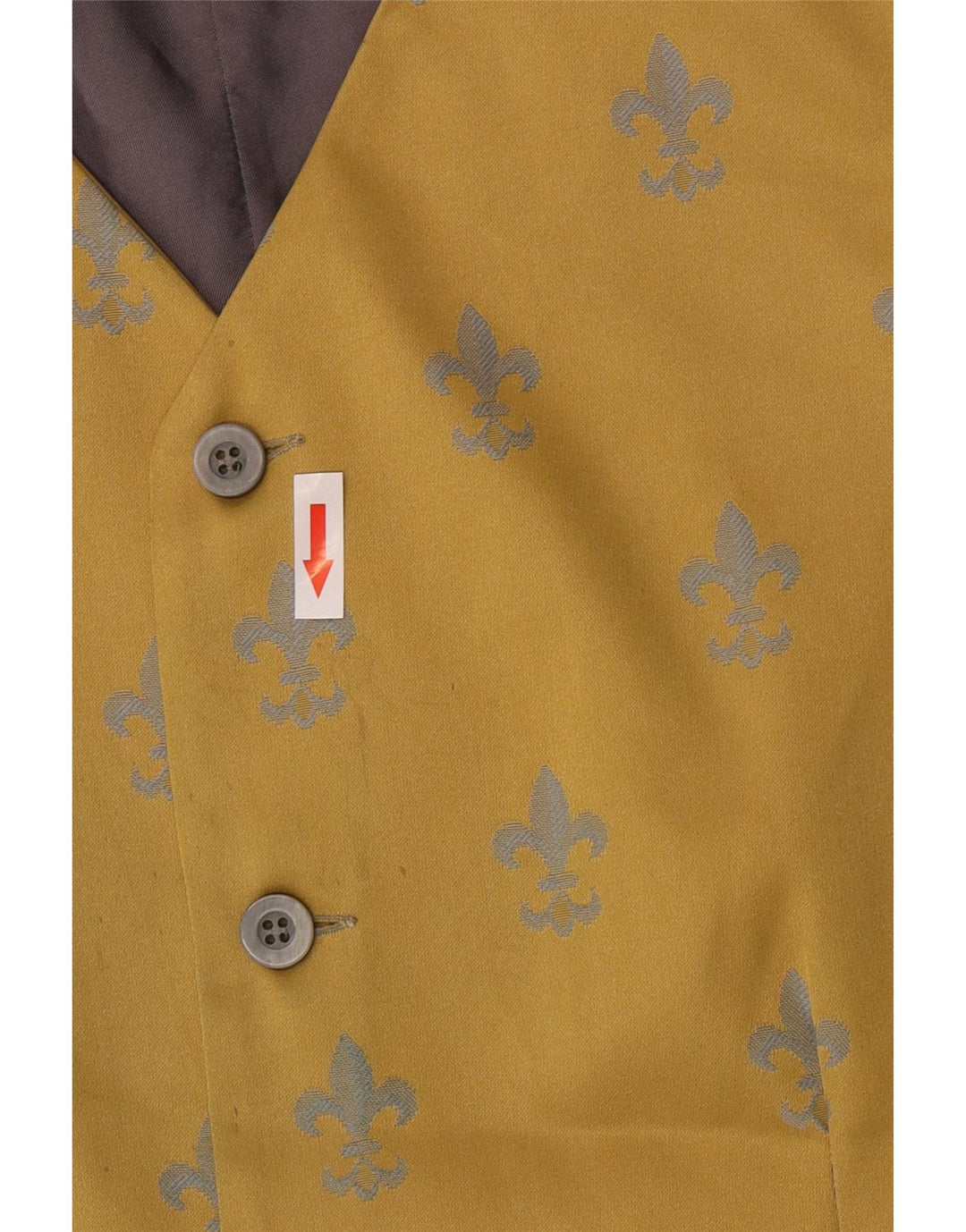 Gilet vintage da uomo con motivo astratto giallo medio Ikat