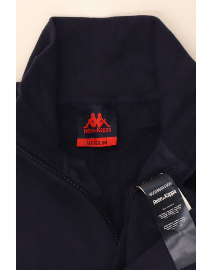 Felpa Kappa da uomo con grafica con zip e collo, maglione medio, blu navy, in cotone