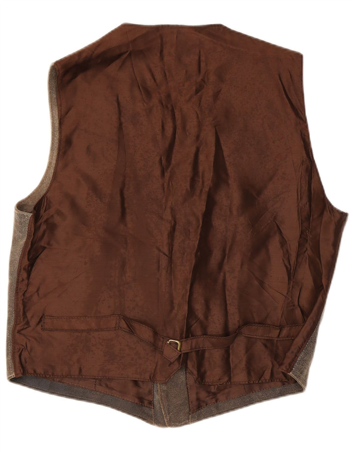 Gilet vintage da uomo in pelle scamosciata in pelle marrone medio