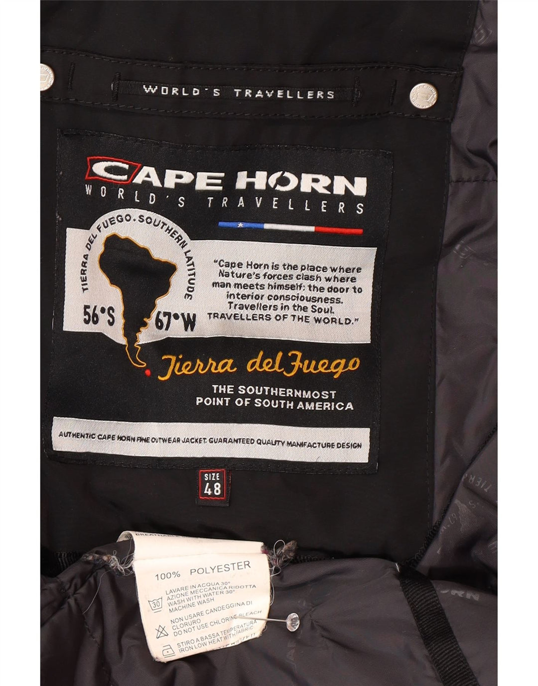 Cappotto giacca a vento con cappuccio da uomo Cape Horn IT 48 poliestere nero medio