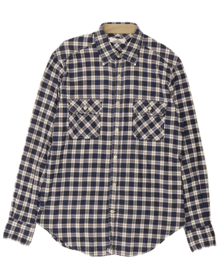 Camicia da uomo in flanella Egon Furstenberg taglia 40 15 3/4 scozzese medio blu