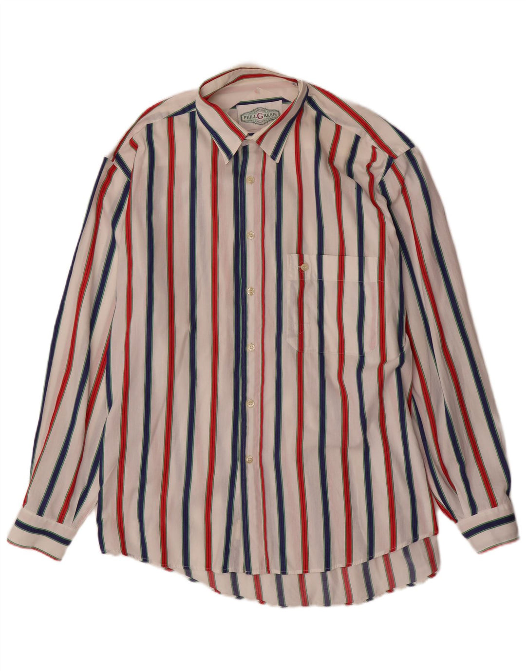 Camicia da uomo VINTAGE taglia 16 1/2 42 grande cotone a righe multicolori