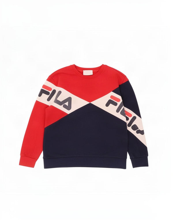 Felpa grafica da donna Fila Jumper UK 18 XL Blu navy in cotone color block