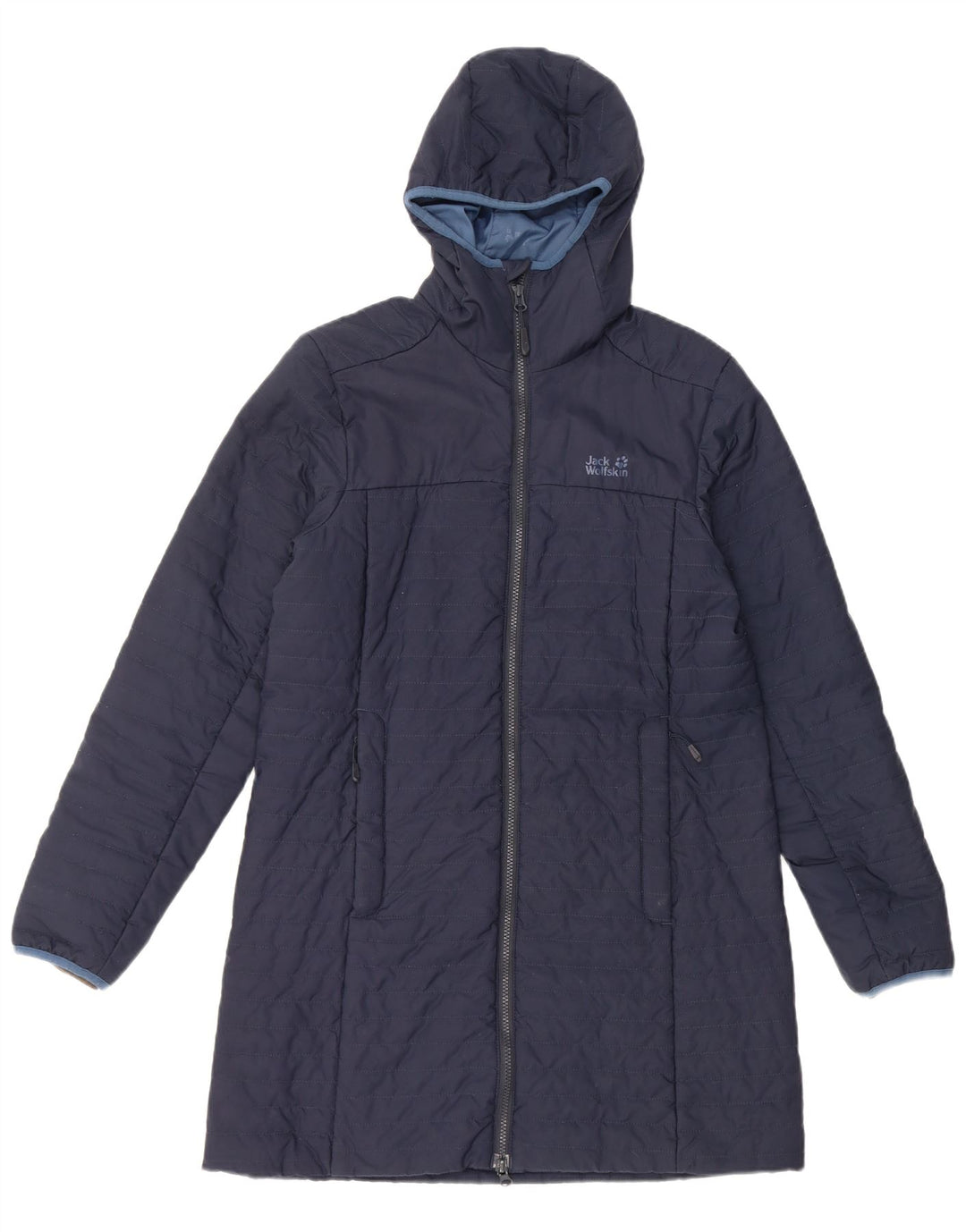 Cappotto imbottito con cappuccio da donna Jack Wolfskin UK 12 medio poliestere blu navy