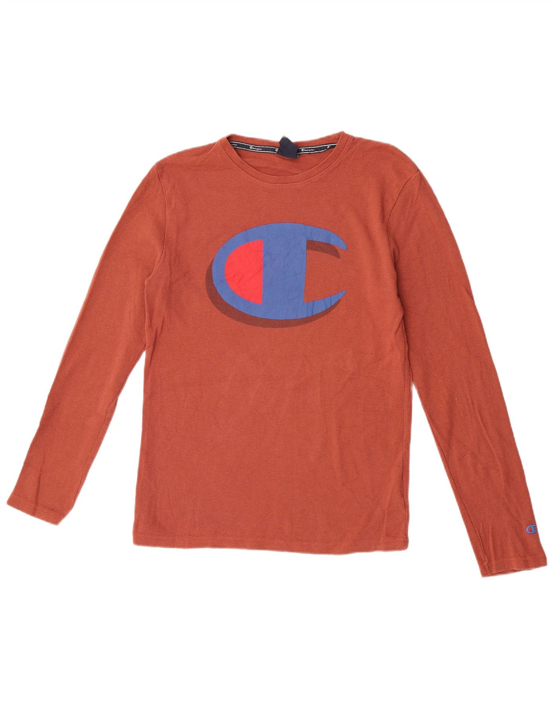 CHAMPION Top grafico da uomo a maniche lunghe in cotone marrone grande