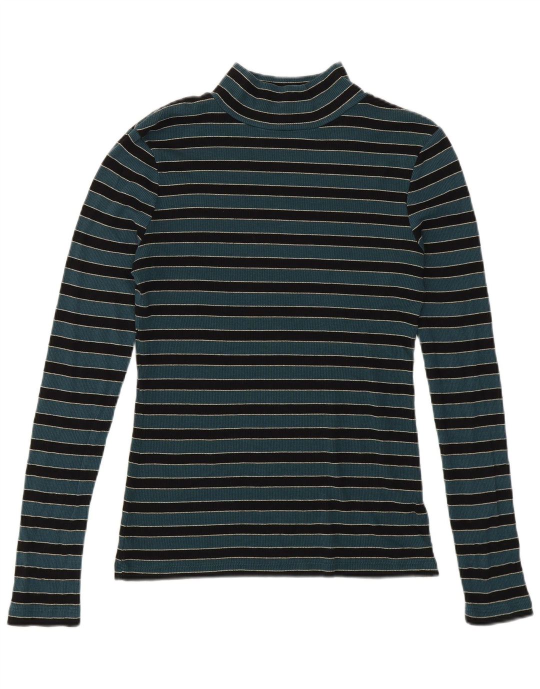 Maglione maglione collo alto da donna Fat Face UK 12 Verde medio a righe