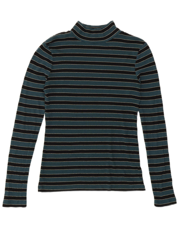 Maglione maglione collo alto da donna Fat Face UK 12 Verde medio a righe