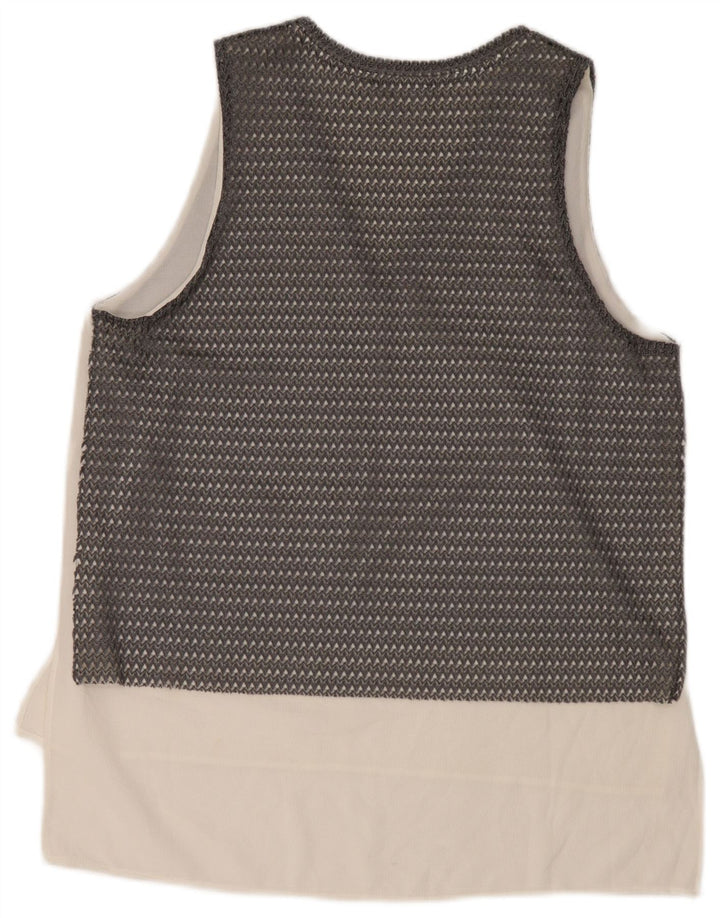 Top trasparente senza maniche da donna Zara UK 16 Large Grigio Colourblock
