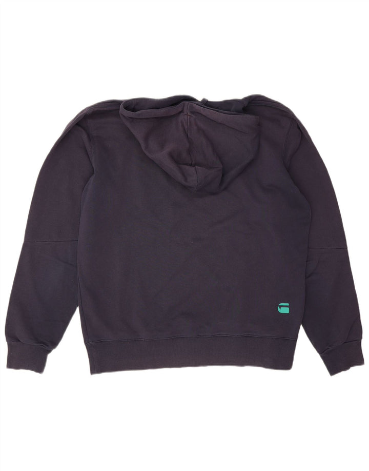 Felpa con cappuccio grafica da uomo G-Star, cotone medio blu navy