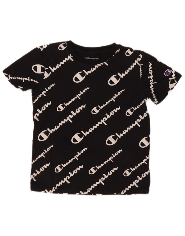 T-shirt grafica Champion da bambino, 7-8 anni, piccola, in cotone nero