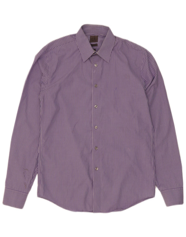 Camicia slim fit da uomo Calvin Klein taglia 38 15 cotone gessato viola medio
